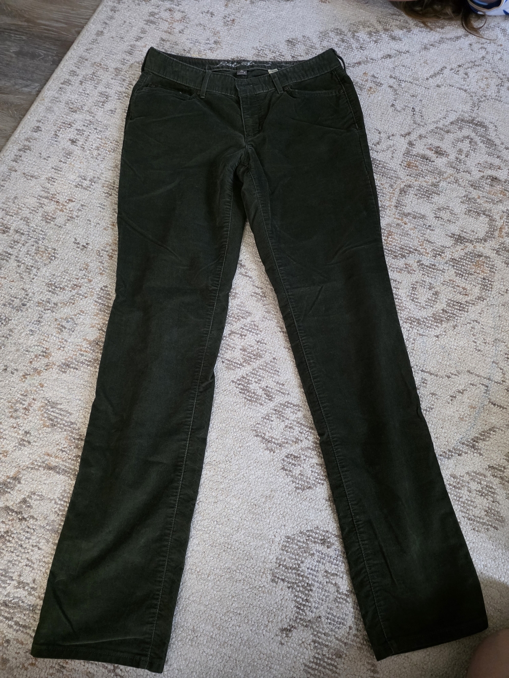 Women’s Dark Green Corduroy Straight-Leg Pants